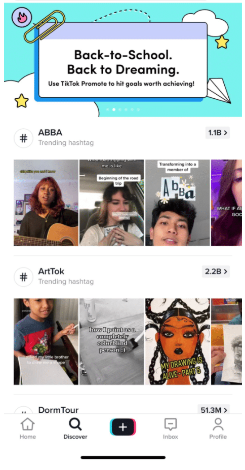 ABBA and ArtTok trending hashtags