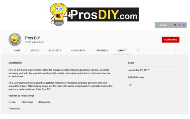 pros DIY channel description