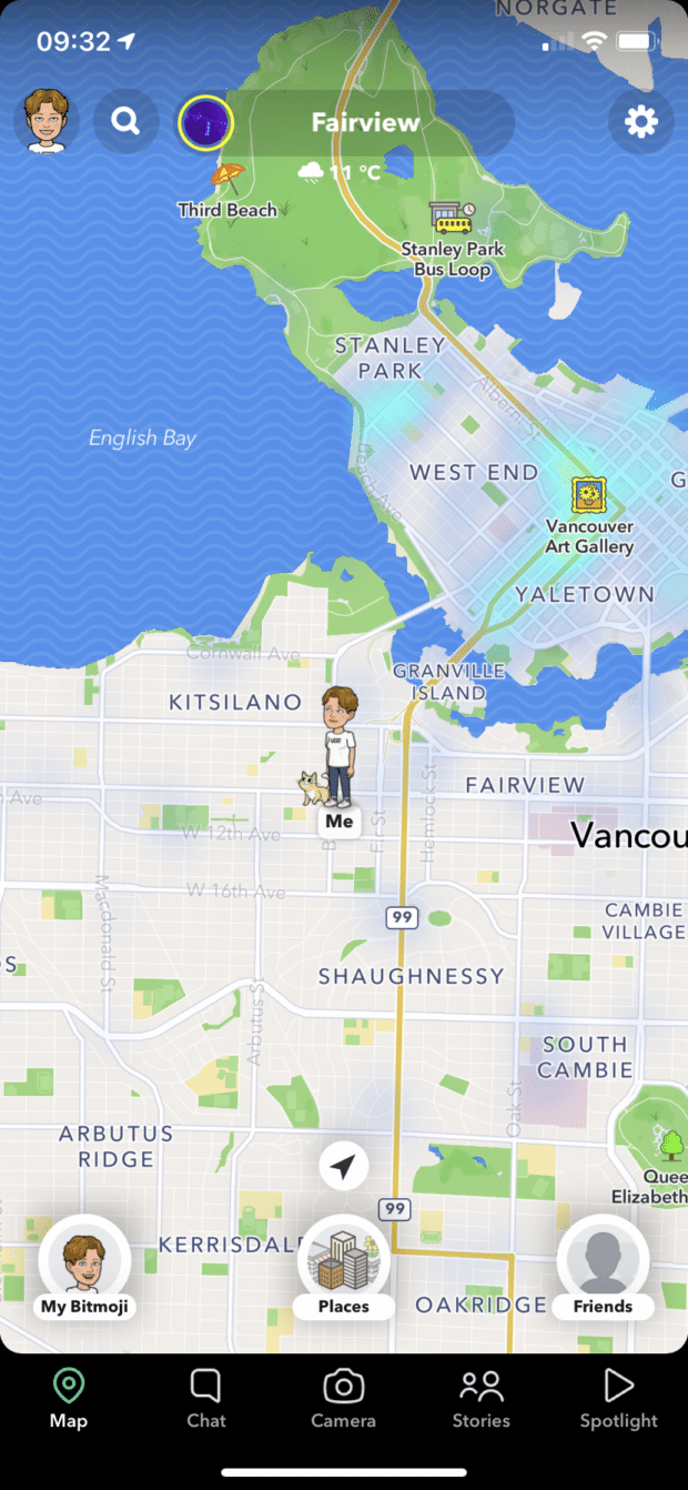 Bitmoji on Snap Map