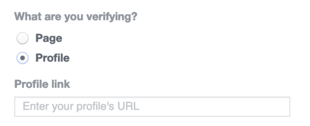 Request verification for a Facebook profile or Facebook page
