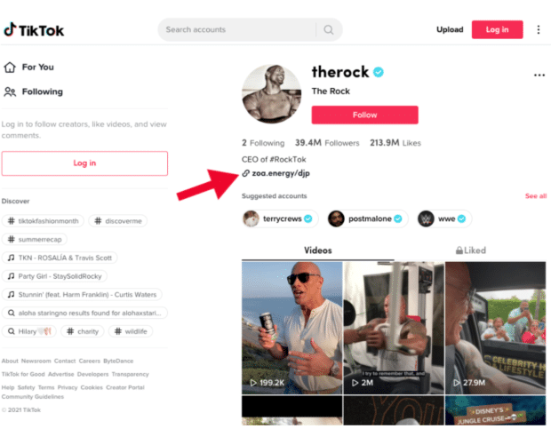 the Rock TikTok link in bio