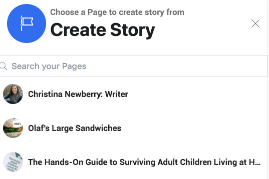 choose a page to create story from