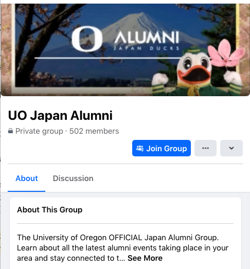 UO Japan Alumni Facebook group