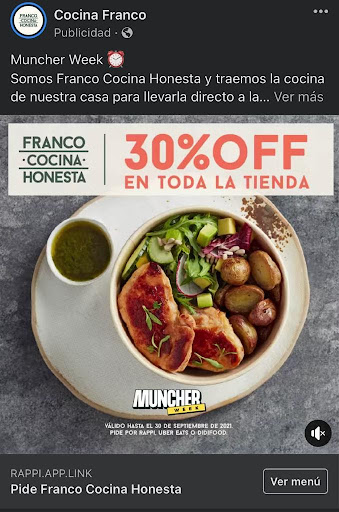 Anuncios con presentación de Facebook par Cocina Franco