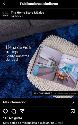 Anuncios en la sección “Explorar” de Instagram par The home store Mexico