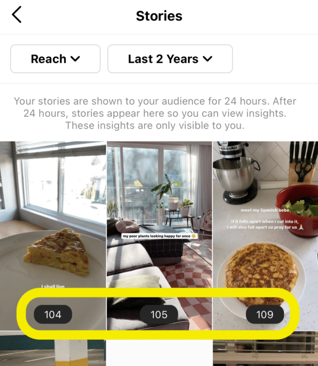 Instagram Insights - looking up the reach of individual stories