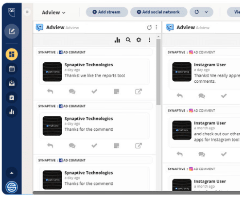 adview social listening dashboard within Hootsuite