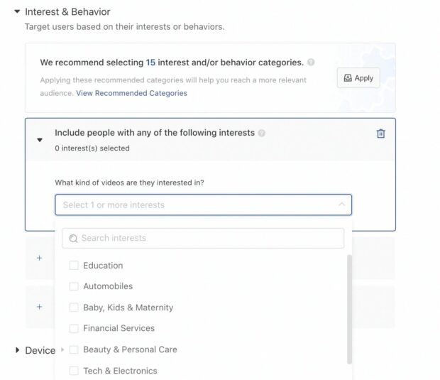 target users based on interests and behaviour