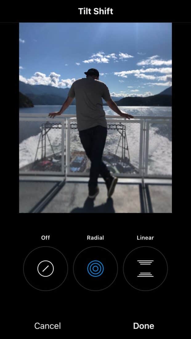 Using the Tilt Shift photo editing feature on Instagram