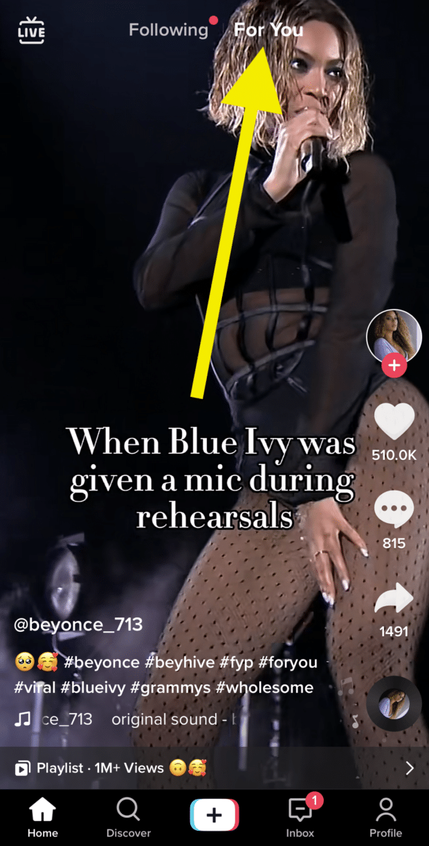 Beyonce on the TikTok For You page