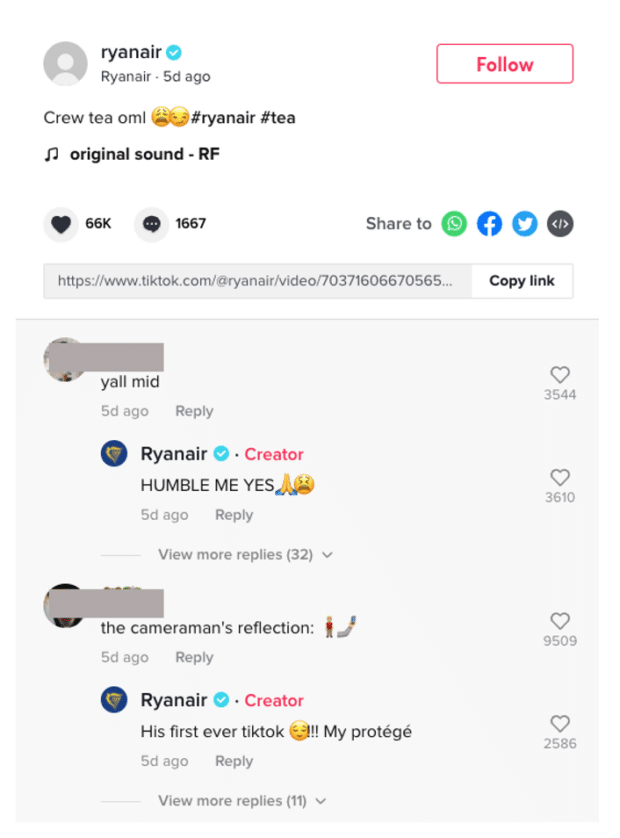 Ryanair comment response