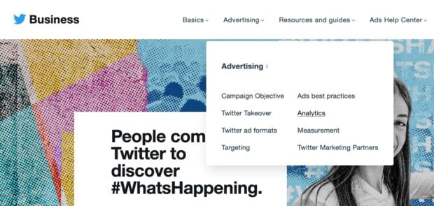 Twitter Business Dashboard: Advertising menu