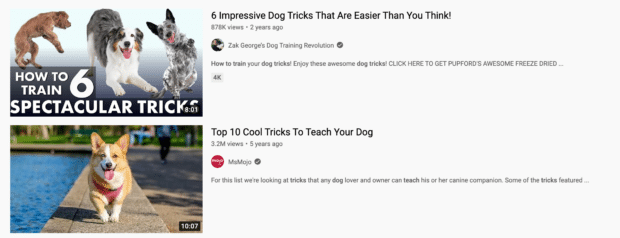 2 competing thumbnails in YouTube search results