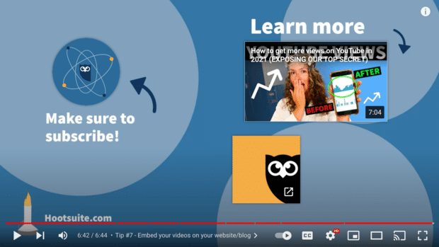 End screen with CTA on Hootsuite Labs YouTube channel