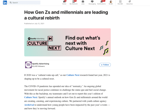 How Gen Zs and millenials are leading a cultural rebirth LinkedIn feature article