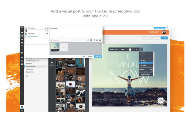Promo Republic add visuals to Hootsuite Scheduling tool
