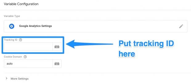 variable configuration Google Analytics tracking ID