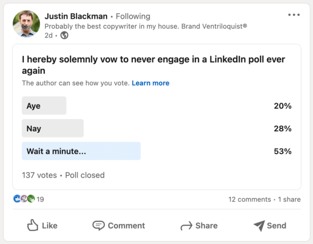 LinkedIn Poll opzioni di voto