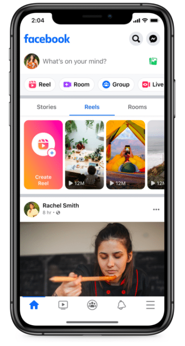 Facebook Reels on newsfeed