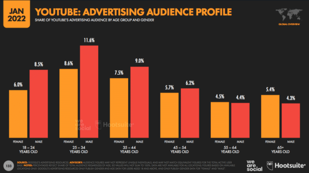 Datos del perfil de la audiencia publicitaria.