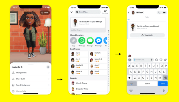 how to share a Bitmoji outfit on snapchat