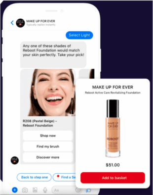 an instagram chatbot shows how it can make sales through direct messaging.