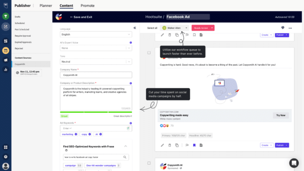 Copysmith-Integration mit Hootsuite