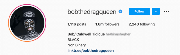 Bob the Drag Queen Instagram Bio