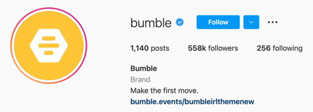 Bumble Instagram bio