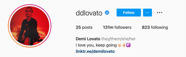 Demi Lovato Instagram Bio