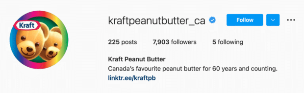 Kraft Peanut Butter Instagram Bio