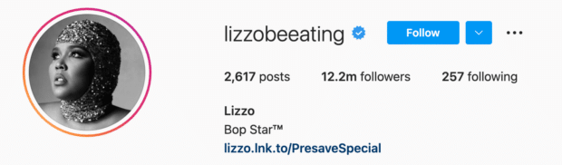 Lizzo Instagram Bio