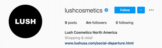 Lush Cosmetics Instagram Bios