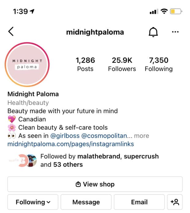 Midnight Paloma Instagram Bio