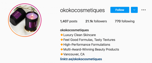 Okoko Cosmetiques Instagram Bio