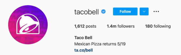 instagram bio de tacobell