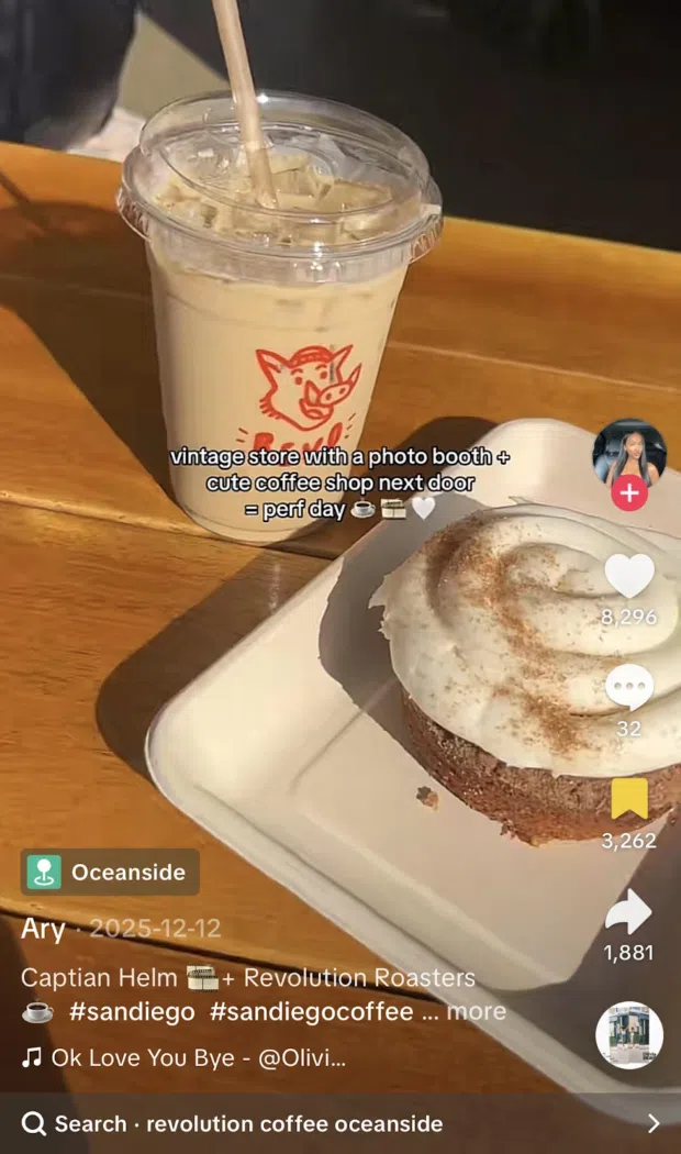 TikTok video with text overlayed on different clips