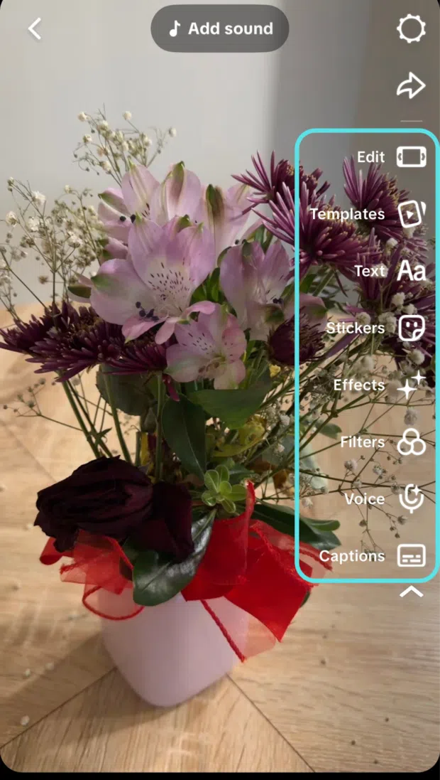 TikTok video editing menu