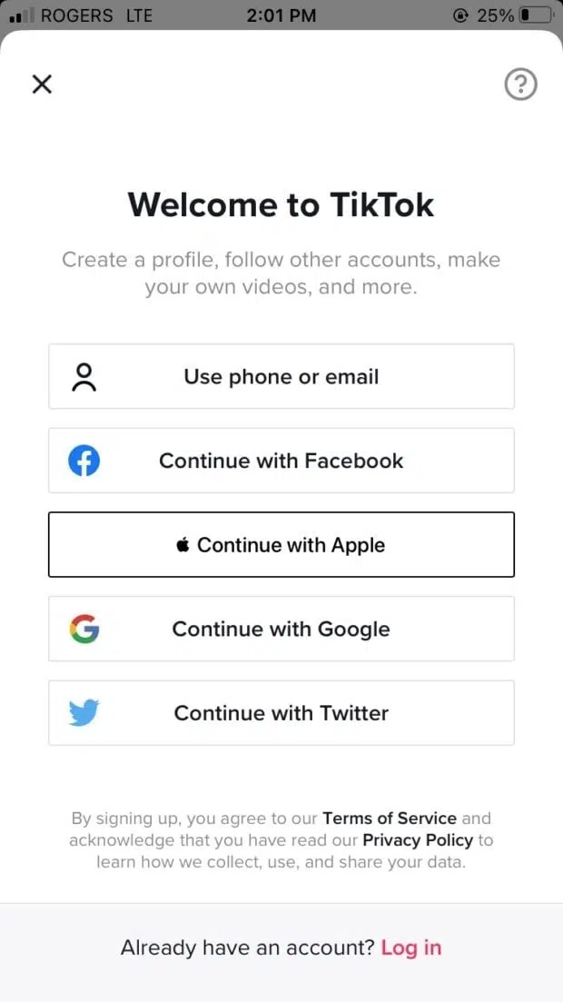 Methods to sign up for a TikTok account