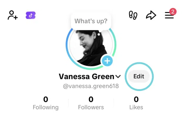 Edit TikTok profile under the Profile tab