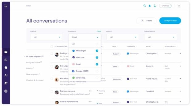 Heyday chatbot conversations inbox