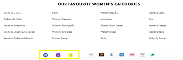 social sharing buttons on Asos