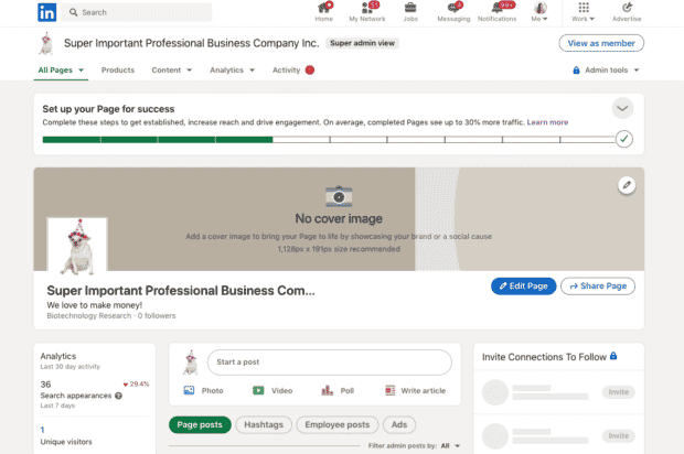 set up LinkedIn page for success from home