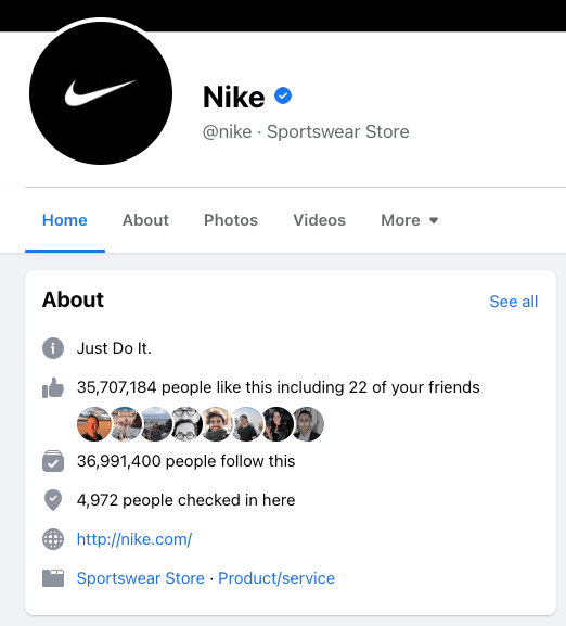 Nike Just Do It [social media bio example for facebook]