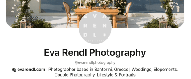 Eva Rendl Photography weddings couple and lifestyle portraits [social media bio example for pinterest]