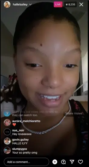 Halle Bailey Instagram Live video