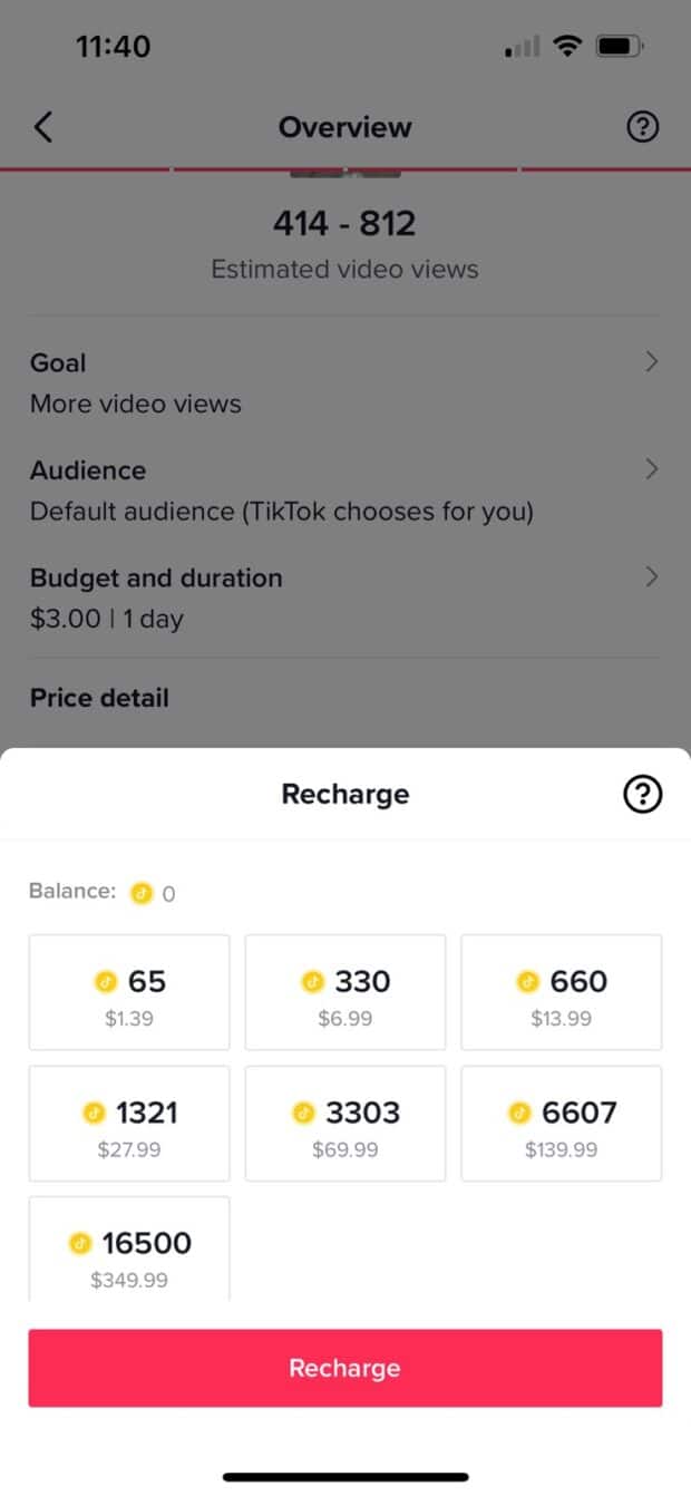 overview review choices and recharge balance