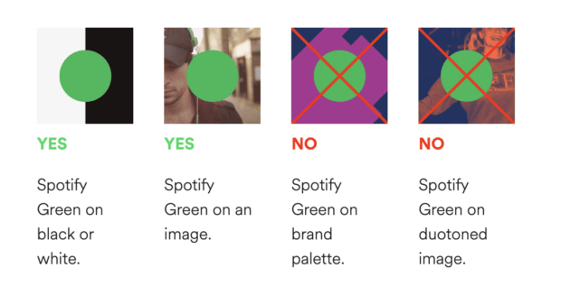 spotify brand colour use do's and dont's