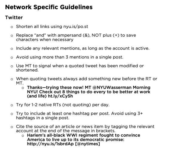 twitter guidelines from nyu social media guidelines