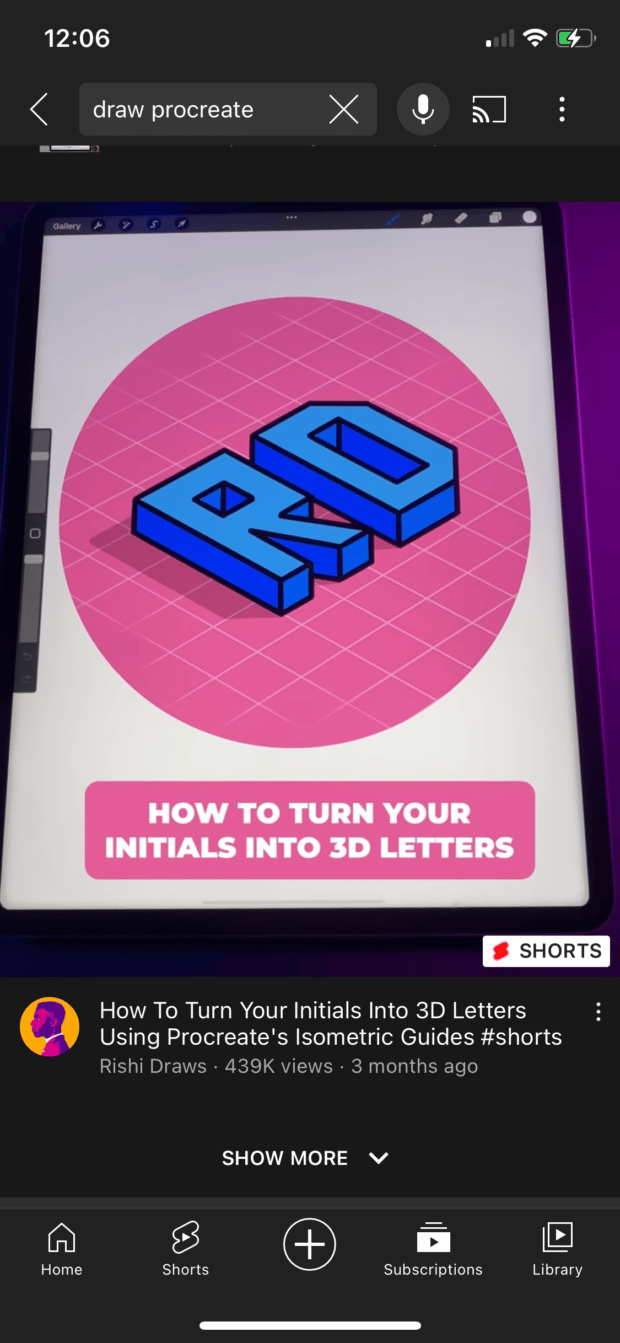 draw procreate YouTube shorts 3D letters